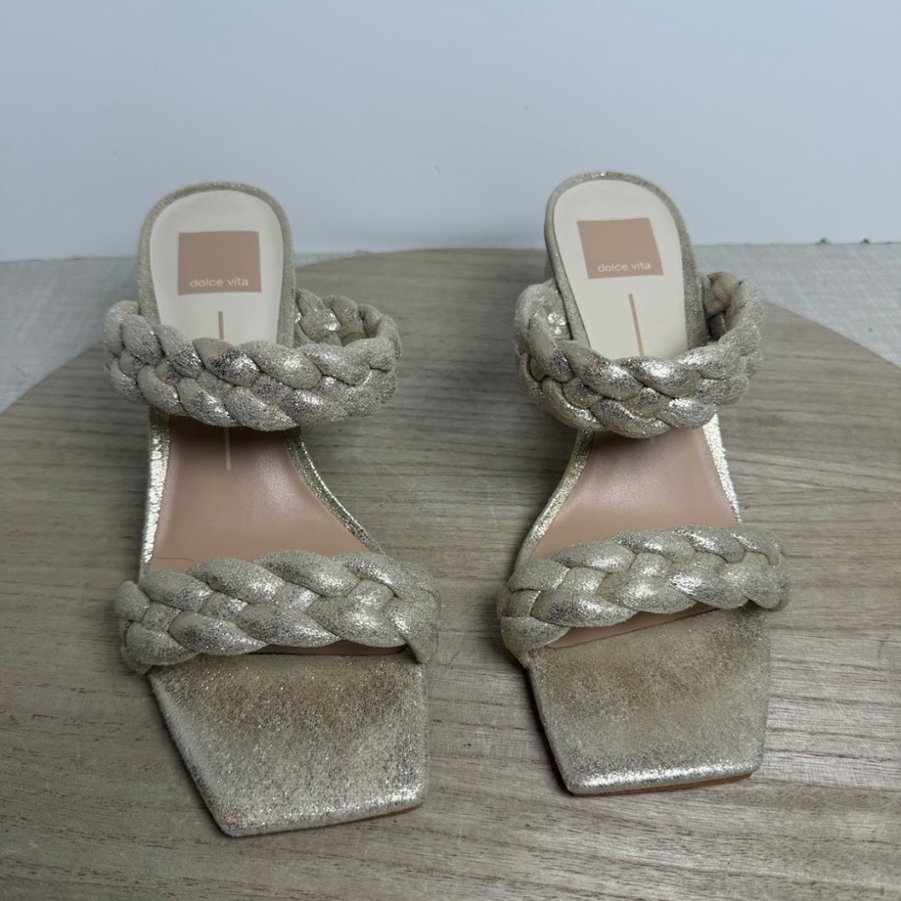 Dolce Vita Braided Heel Sandals Light Gold Womens 8.5 NWOT - Picture 2 of 6